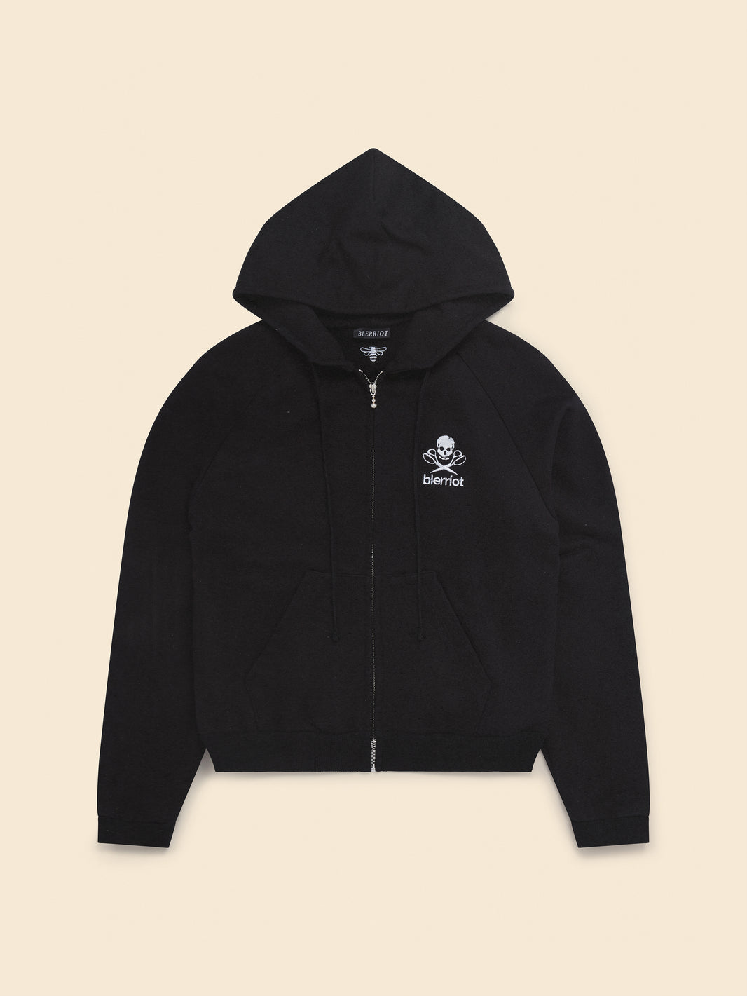 EMBROIDERED ZIP-UP HOODIE in black