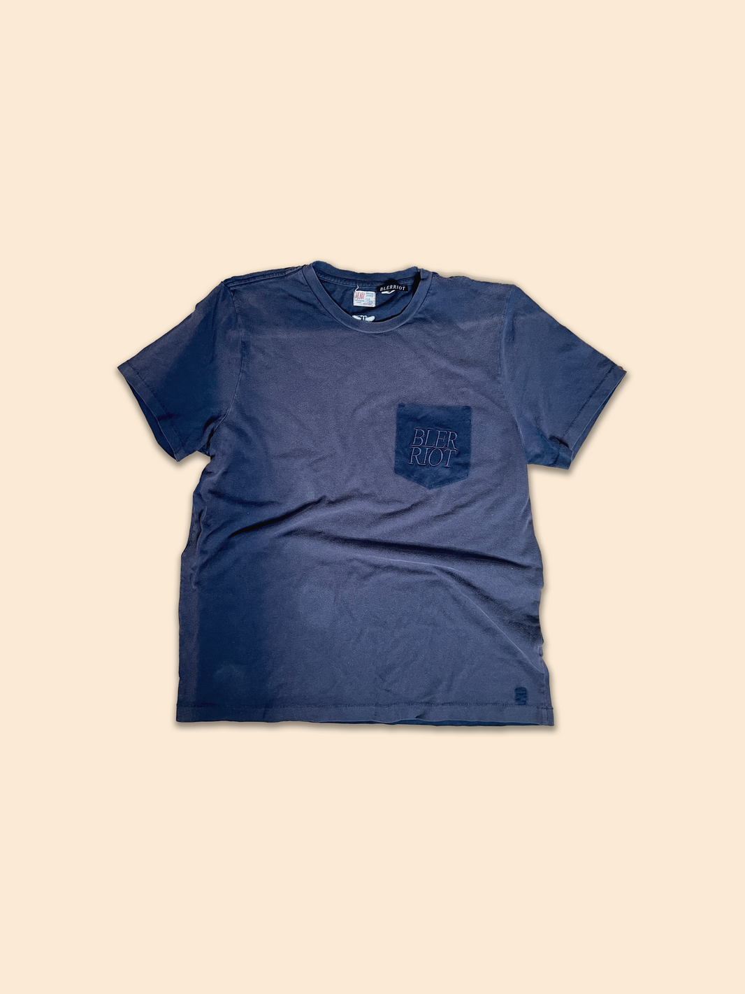 EMBROIDERED VINTAGE T-SHIRT in sunfaded blue