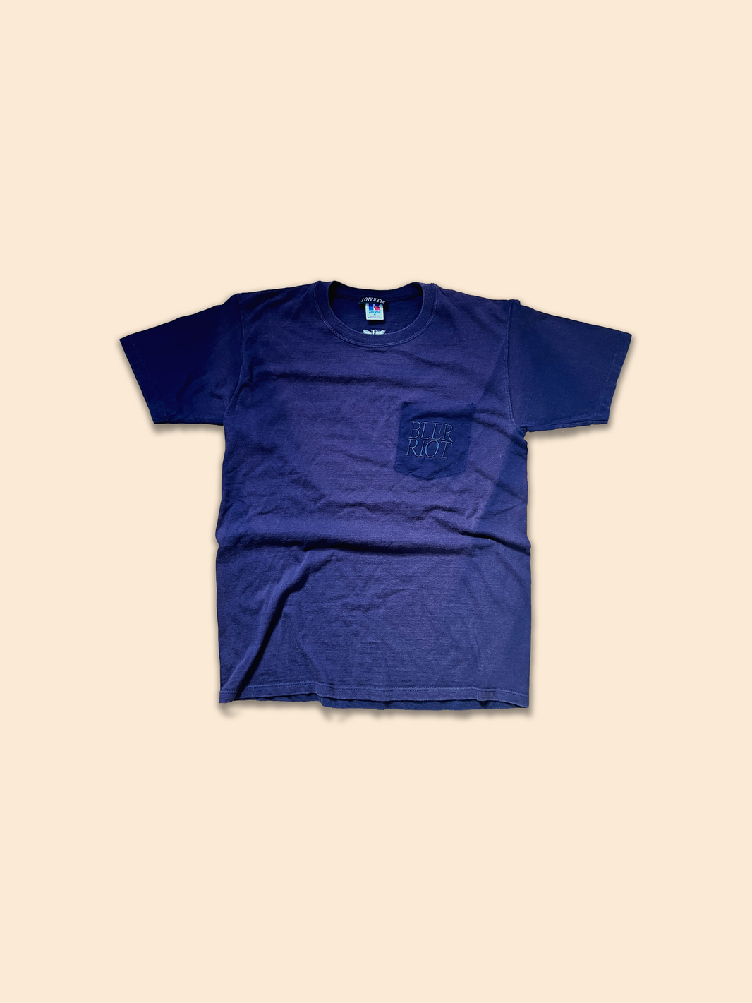 EMBROIDERED VINTAGE T-SHIRT in sunfaded blue